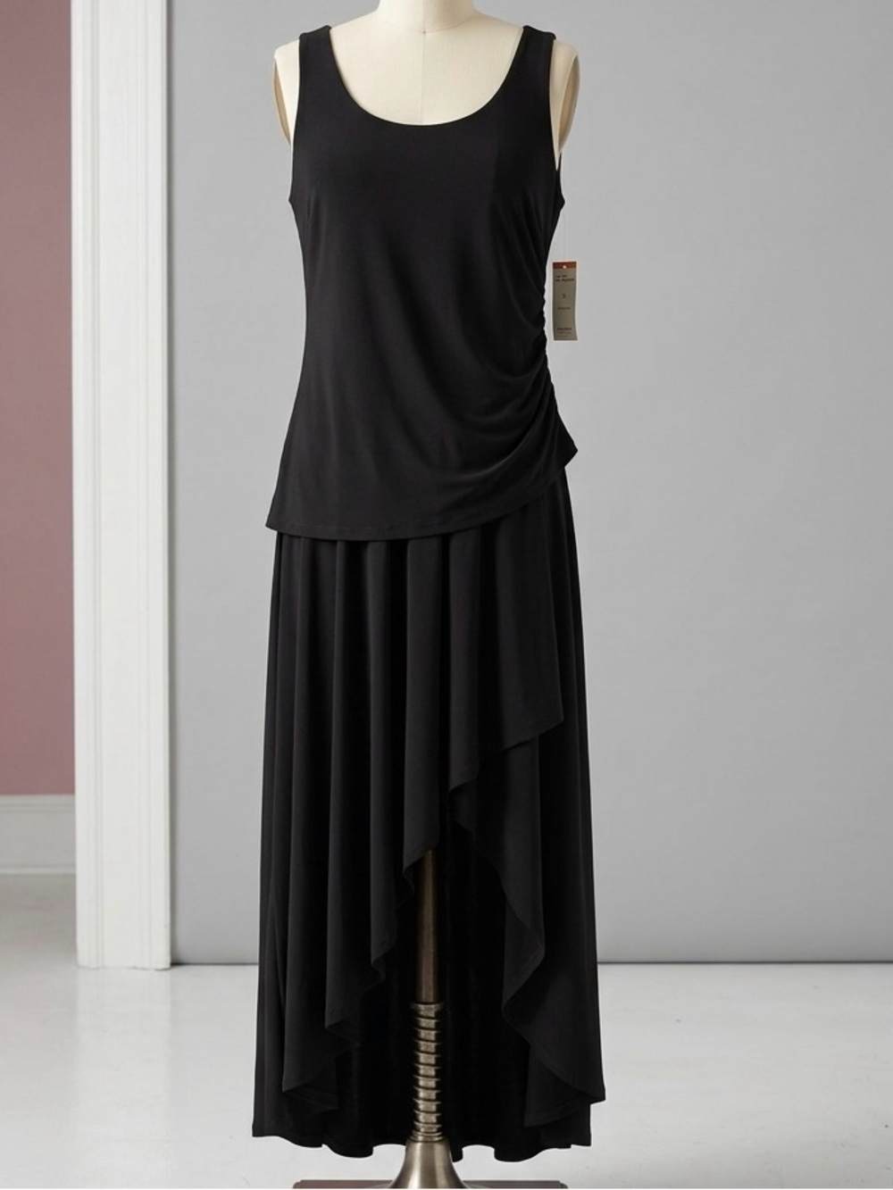 Muse Exclusively for Boston Proper Black High-Low Layered Midi Dress Size S NWT